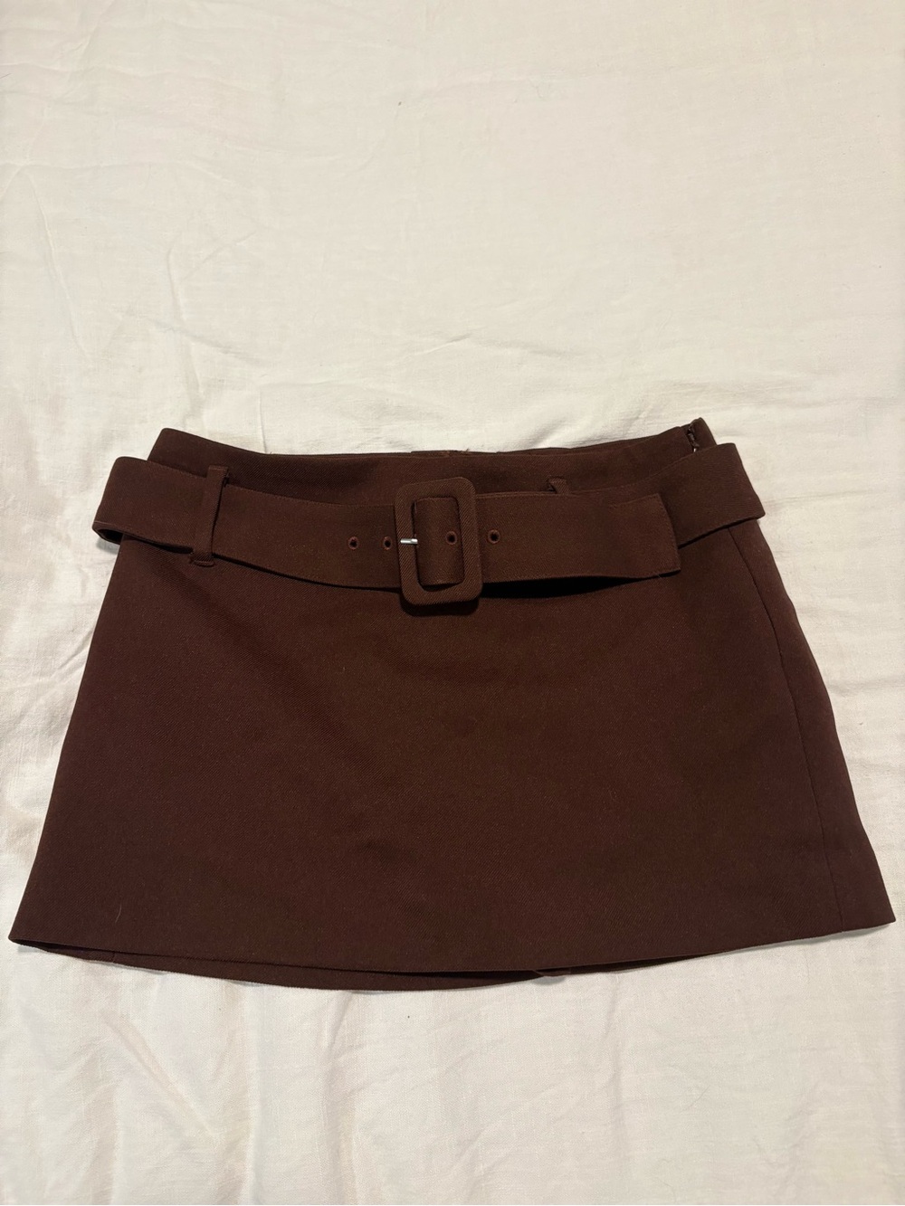 Express Chocolate Brown Suede-Look Belted Mini Skirt